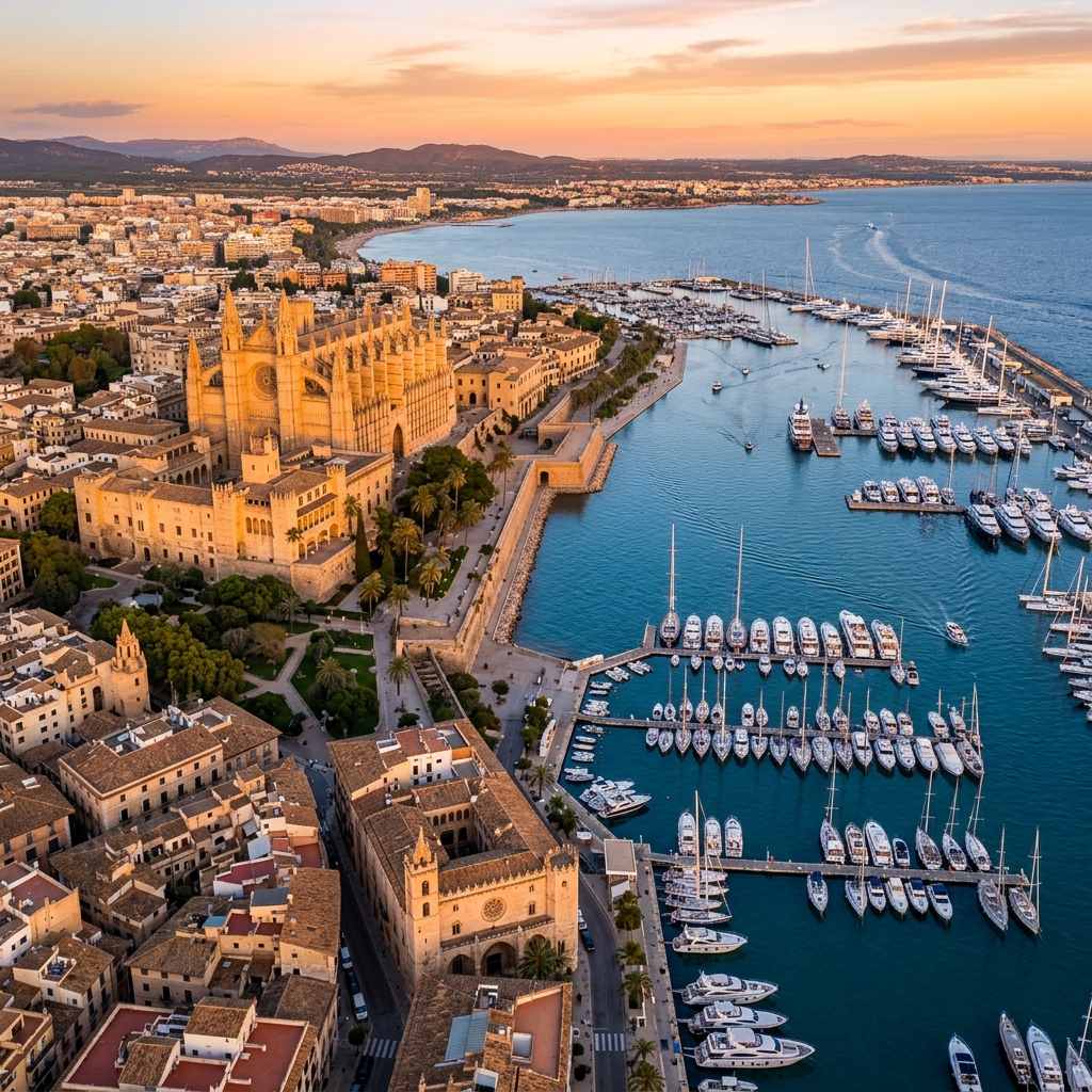 Panorama von Palma de Mallorca — Kathedrale und Hafen